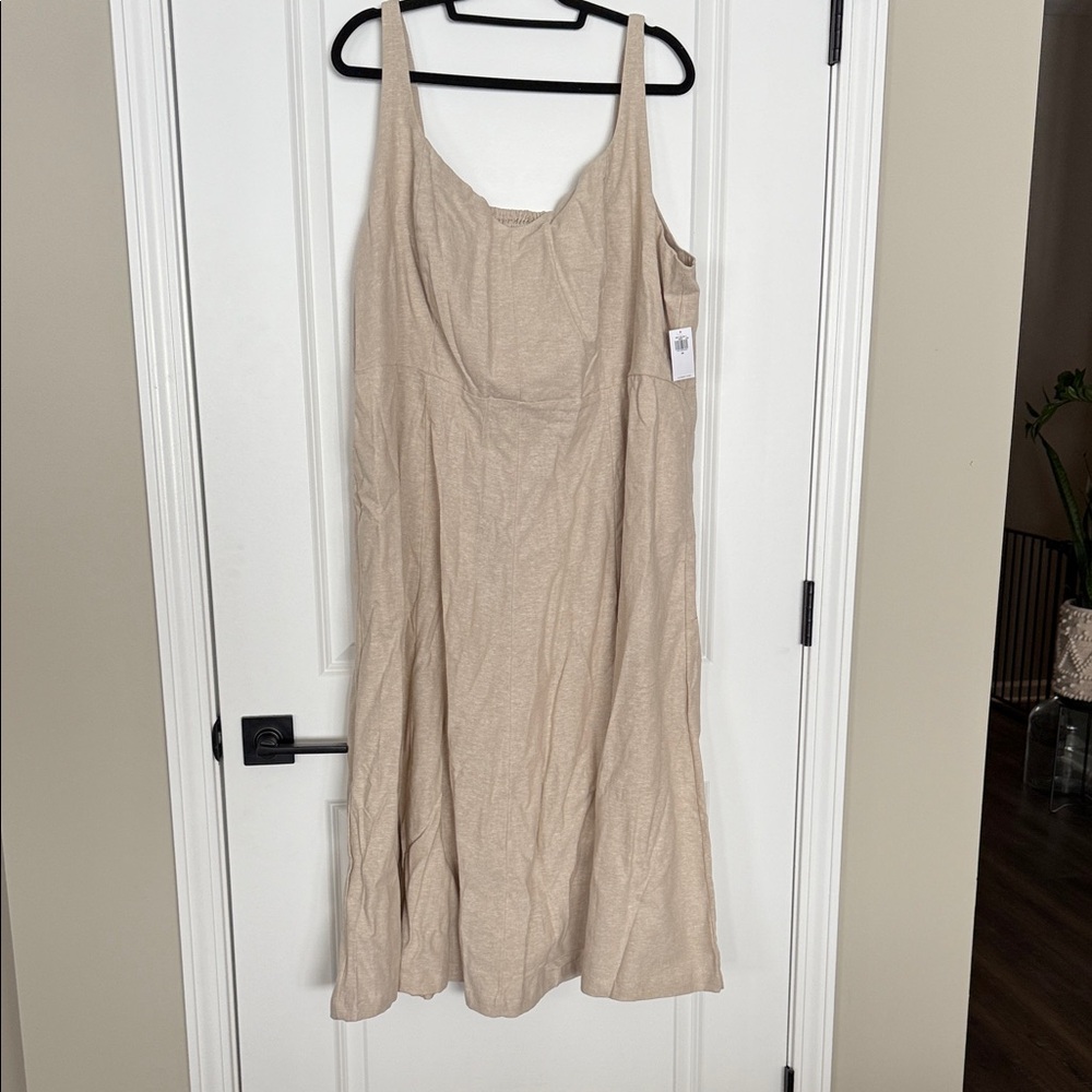 Old Navy Tan Linen Sleeveless Dress